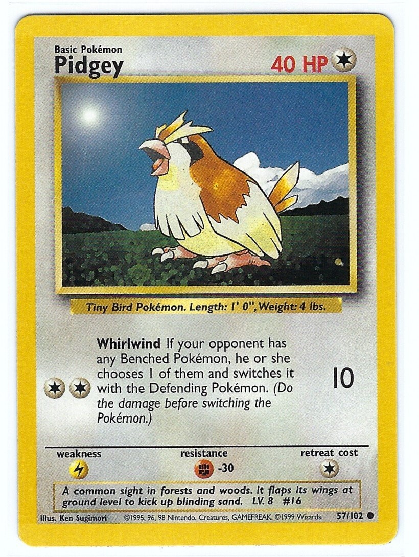 Pidgey  57/102 - Base Set - Vintage 1999 Pokemon WOTC - Lightly Played