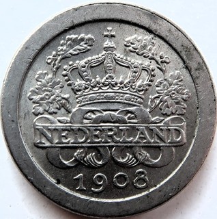 Ronde Nikkelen Stuiver 1908