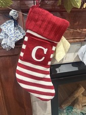 Wondershop Monogram Christmas Stocking Letter C Initial Red White Stripe Target