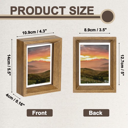 Floating Frame, 5 x 4 Inch Wood Picture Frame, Natural Wood - Picture 2 of 6
