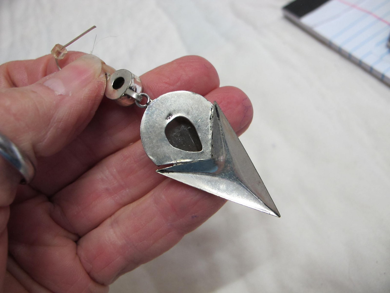 Sterling Silver Triangle Dangle Green Labradorite… - image 4