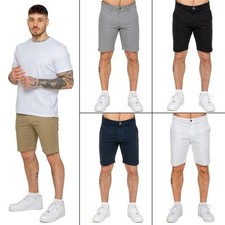 Enzo Chino Shorts Cotton Stretch Mens Casual Slim Knee Length Half Pant