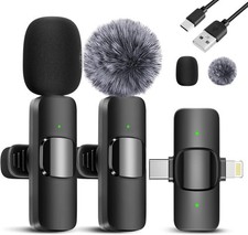 2 Pack Wireless Lavalier Microphone for Iphone, Ipad, Android Phone, Mini Lapel