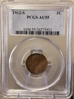 1912-S Lincoln Wheat Cent Penny AU55 PCGS