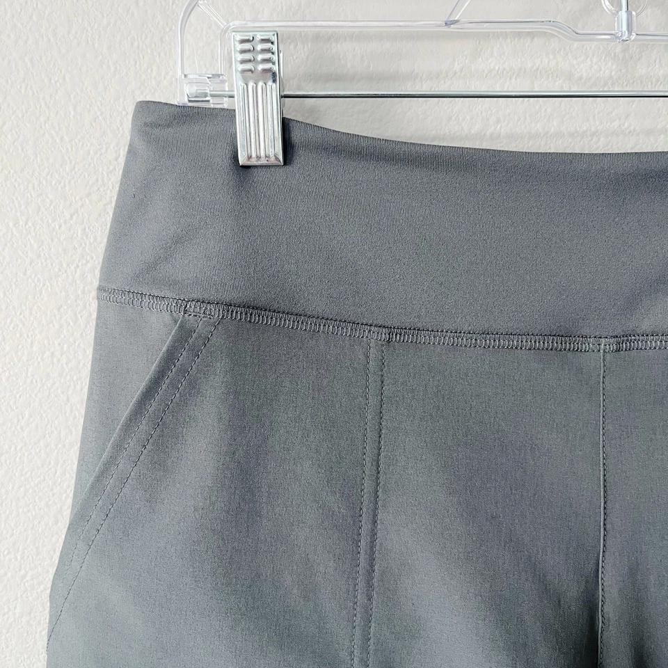 Shorts Patagonia Happy Hike cinza tamanho médio 4" costura interna externa resistente à água - Imagem 2 de 4