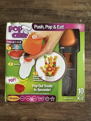 Pop Chef 10 Piece Kit Push, Pop & Eat As Seen On TV Fruit + More Shape Making