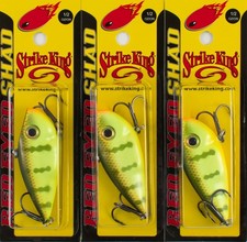 (LOT OF 3) STRIKE KING RED EYE SHAD 1/2OZ REYESD12-650 CHARTREUSE PERCH CP1236