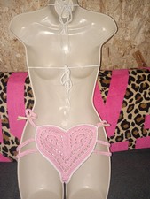 Hand Crochet Heart Thong Bikini Set Size Medium