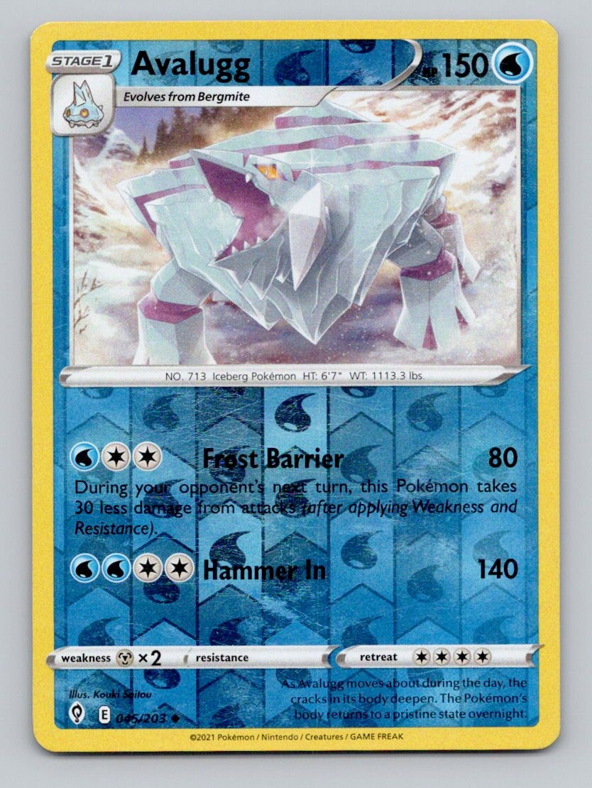 Reverse Holo Avalugg 045/203 Uncommon Evolving Skies Pokemon