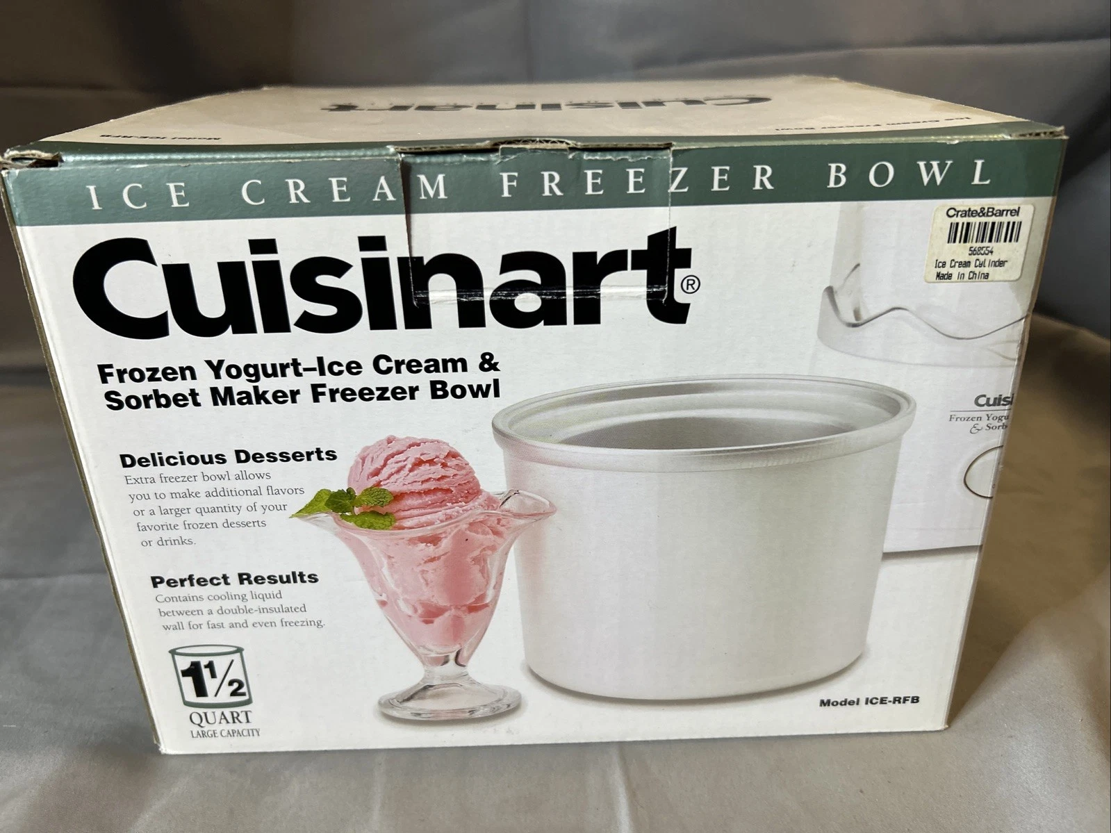 New Cuisinart Frozen Yogurt Ice Cream & Sorbet Maker Freezer Bowl ICE-RFB
Opens in a new window or t