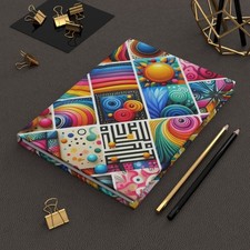 Colorful Geometric Mosaic Hardcover Journal  Bright Abstract Patterns