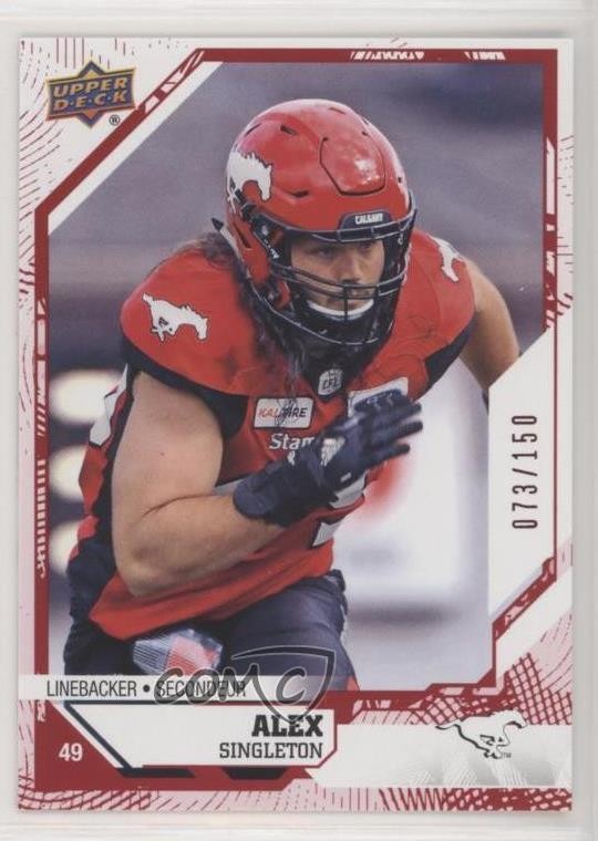 2019 Upper Deck CFL Red 73/150 Alex Singleton #29 Rookie RC r6v