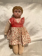 Antique Celluloid Head Doll Cloth Body Molded Hair Germany 5 Missing Arm