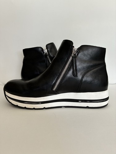 Steve Madden Blk Leather Wmns Sz 11 Glided Platform Dbl Zip Textile PU Lnd Shoe - Picture 2 of 8