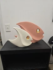 VTG Rare Large Jaru Pottery of California 1998 Ceramic Fish Sculptures Set Of 2