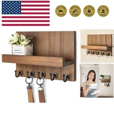 Decorative Key Holder for Wall - Rustic Key Hooks with Shelf and Mail Organiz...