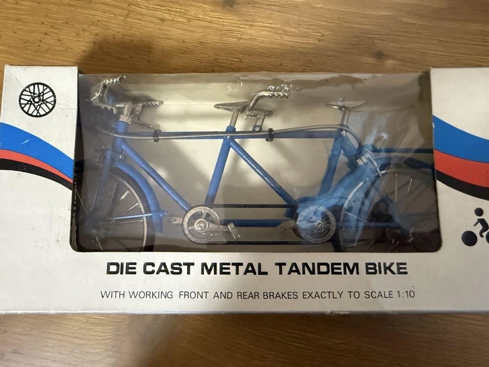 Miniature Tandem Bicycle Die Cast Metal Model 1/10 Scale Blue - Image 2 of 3