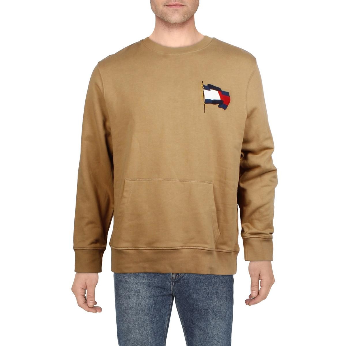 Мужская коричневая толстовка в рубчик с круглым вырезом и вышивкой от Tommy Hilfiger M BHFO 9190 3890₽