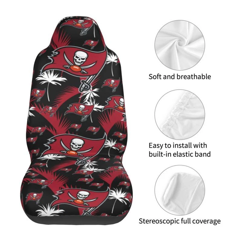 2pcs Tampa Bay Buccaneers Elastic Car Seat Covers Hawaii Printed Seat Cover Soft