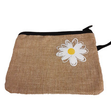 New cosmetic bag 6"X7" daisy print fabric