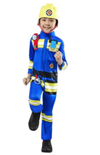 Boys Fireman Sam Costume Fancy Dress Outfit Blue By Rubie's For 5-6 Year DUSTY