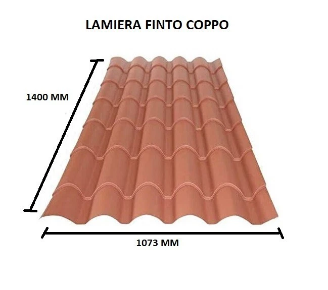 LAMIERA ONDULATA FINTO COPPO COPERTURA TETTO LUNGA 1,4 Mt Sp 0,5
