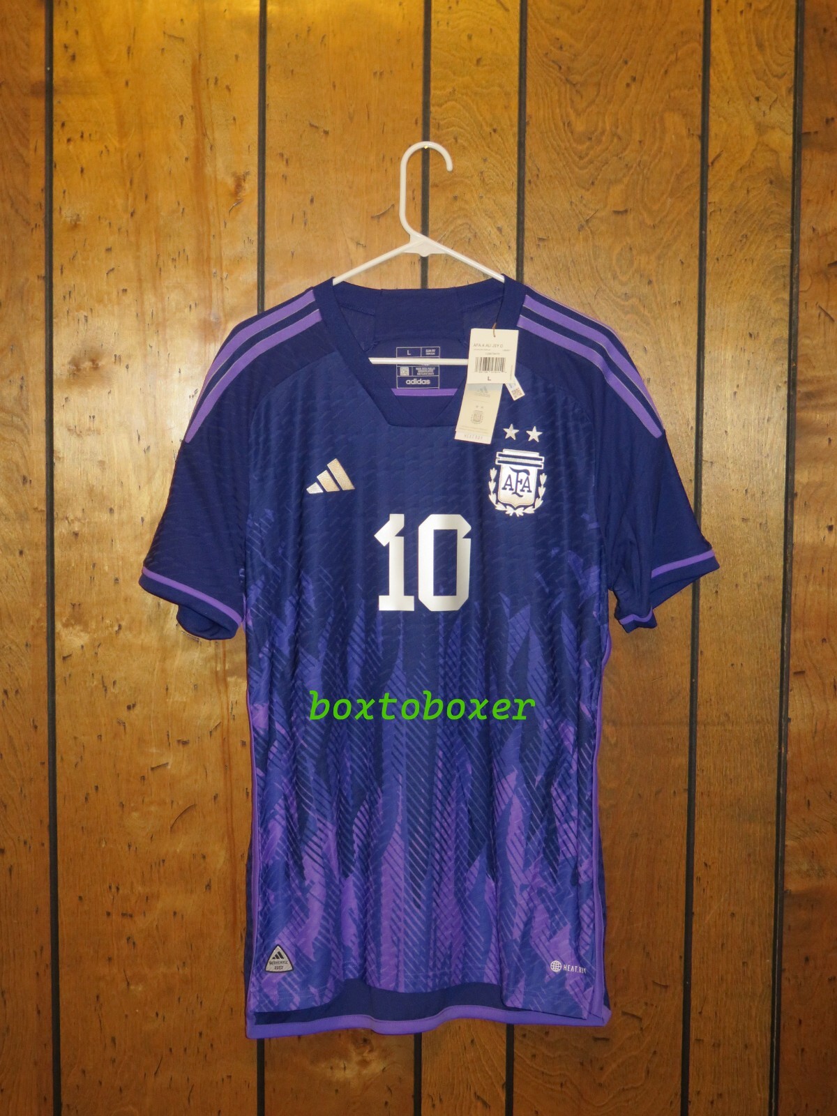 Authentic Player Issue Adidas 2022 Argentina Lionel Messi Heat Rdy Away Jersey L