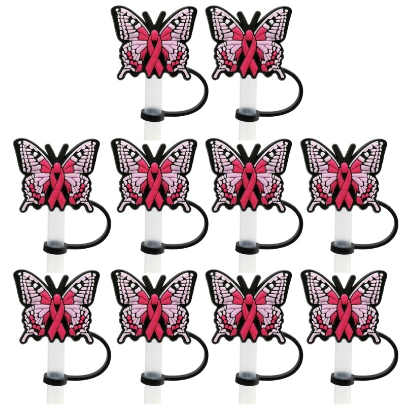 10 Reusable Butterfly Straw Tips Covers for Drinking Straws