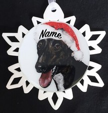 Santa Greyhound Dog Breed Personalized Christmas Ornament