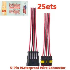 Car Waterproof Electrical 18AWG Wire Connector 5 pin Way Plug Marine 2 Sets