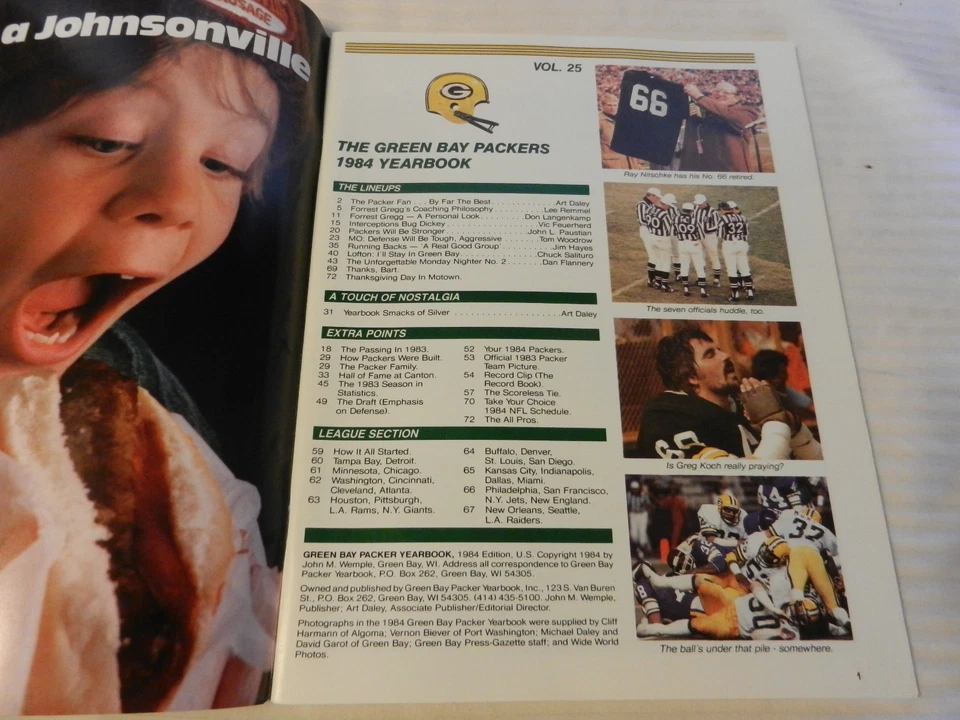 Green Bay Packers Official 1984 Yearbook Forrest Gregg on Cover - Image 3 of 3