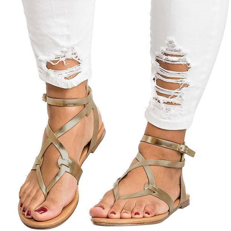 Womens Ankle Strap Flip Flop Flat Sandals Size 6 10.5 Summer Gladiator Shoes