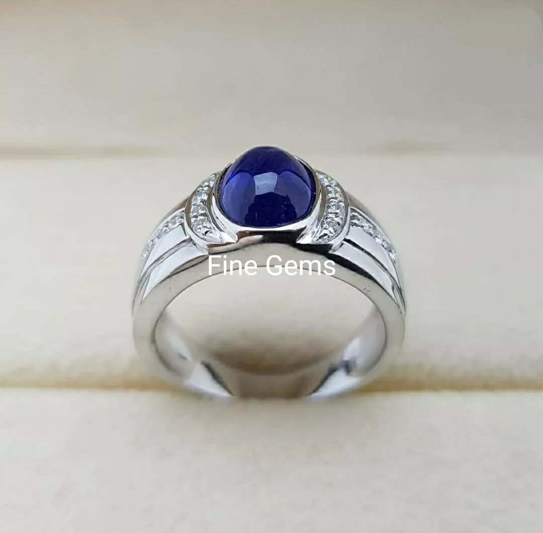 Mens sterling silver store sapphire rings