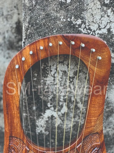 10 Metal Strings Lyre Harp Brown Rosewood Flower Design Lyre Harps With bag. - Picture 3 of 5