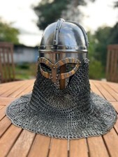 2mm Viking Gjermundbu helmet Brass Decoration 9mm Aventail,battle Ready  Helmet