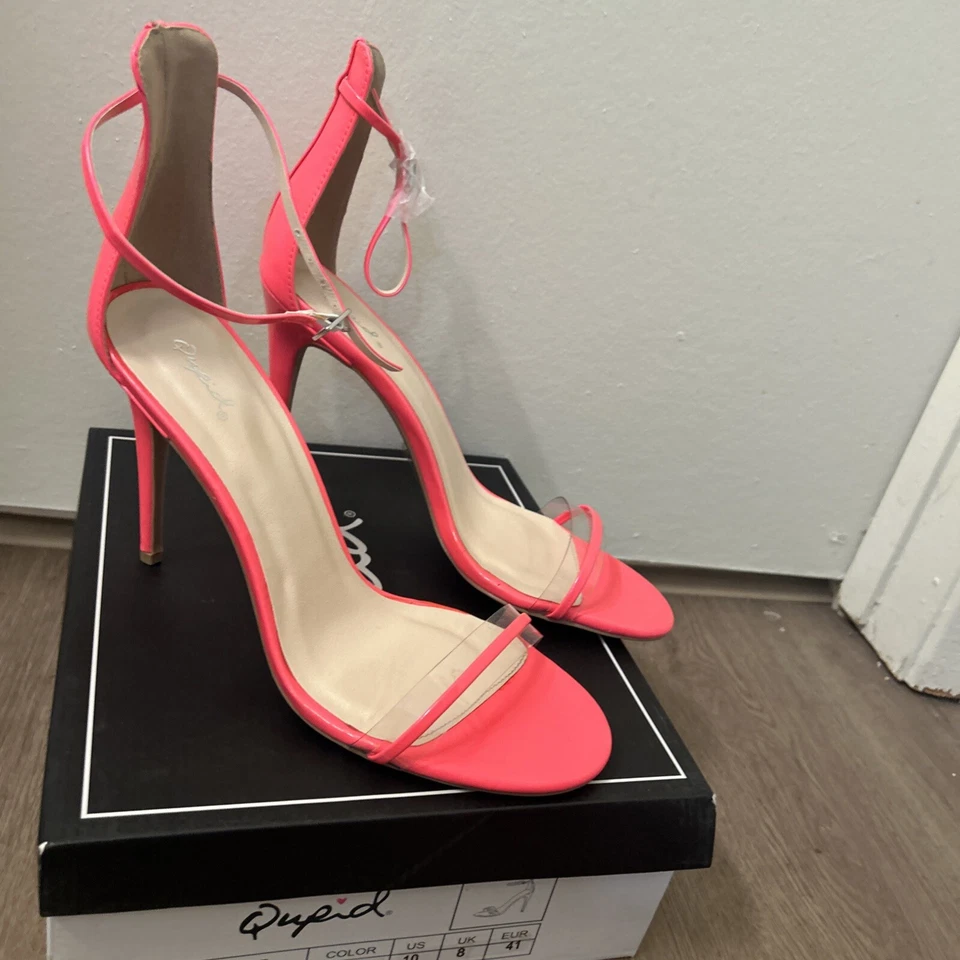 "Qupid Neon Coral Mujer Zapatos de Tacón Alto DITI-02AX Talla 10 Stiletto 4 1/2"" Tacón" Foto 2 de 4