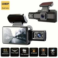Dash Cam 1080P Dual Lens Full HD, Front & Inside, Loop Recording, Night Vision