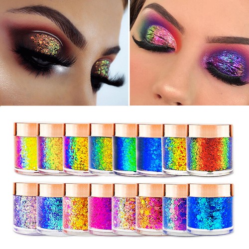 Chameleon Sequin Chrome Multi Pigments Glitter Lasting Eyeshadow Shadow Long UK - Picture 3 of 33