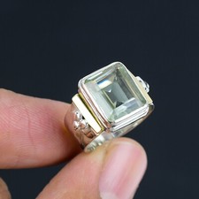 Green Amethyst Solid 925 Sterling Silver Handmade Ring Jewelry For Woman HR 016