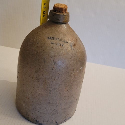 Antique Stoneware Pottery Jug A.B. M'Intosh & Co Chatham 2 Gallon Salt Glazed - Picture 10 of 14