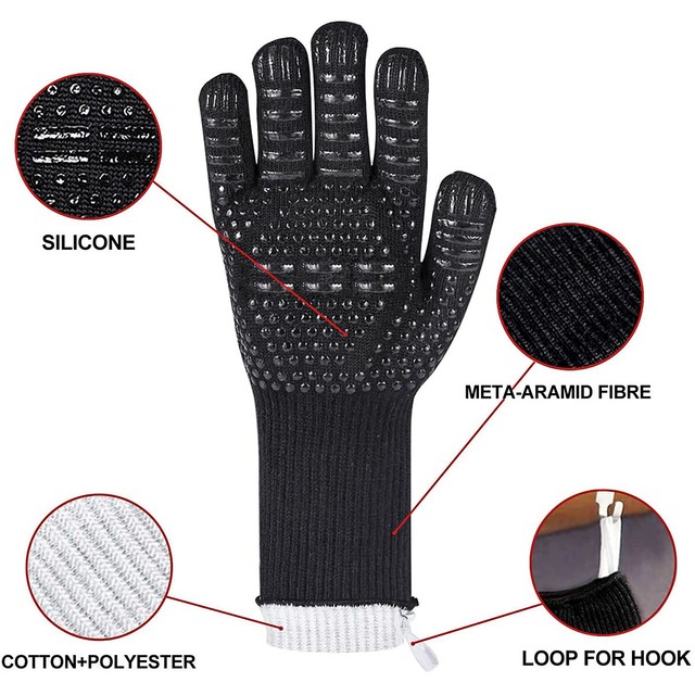 High Dexterity Extreme Heat Resistant BBQ Gloves for Handling Hot Food