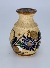 Vintage Handpainted Tonala Mexican Art Pottery Vase Repaired