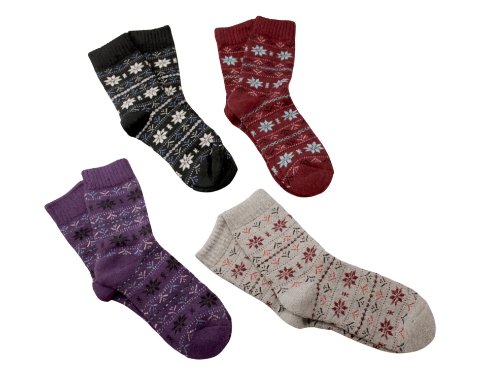 12 Pairs Women’s Lamb Wool Crew Socks – Warm Winter Boot Socks Assorted Prints - Image 3 of 4