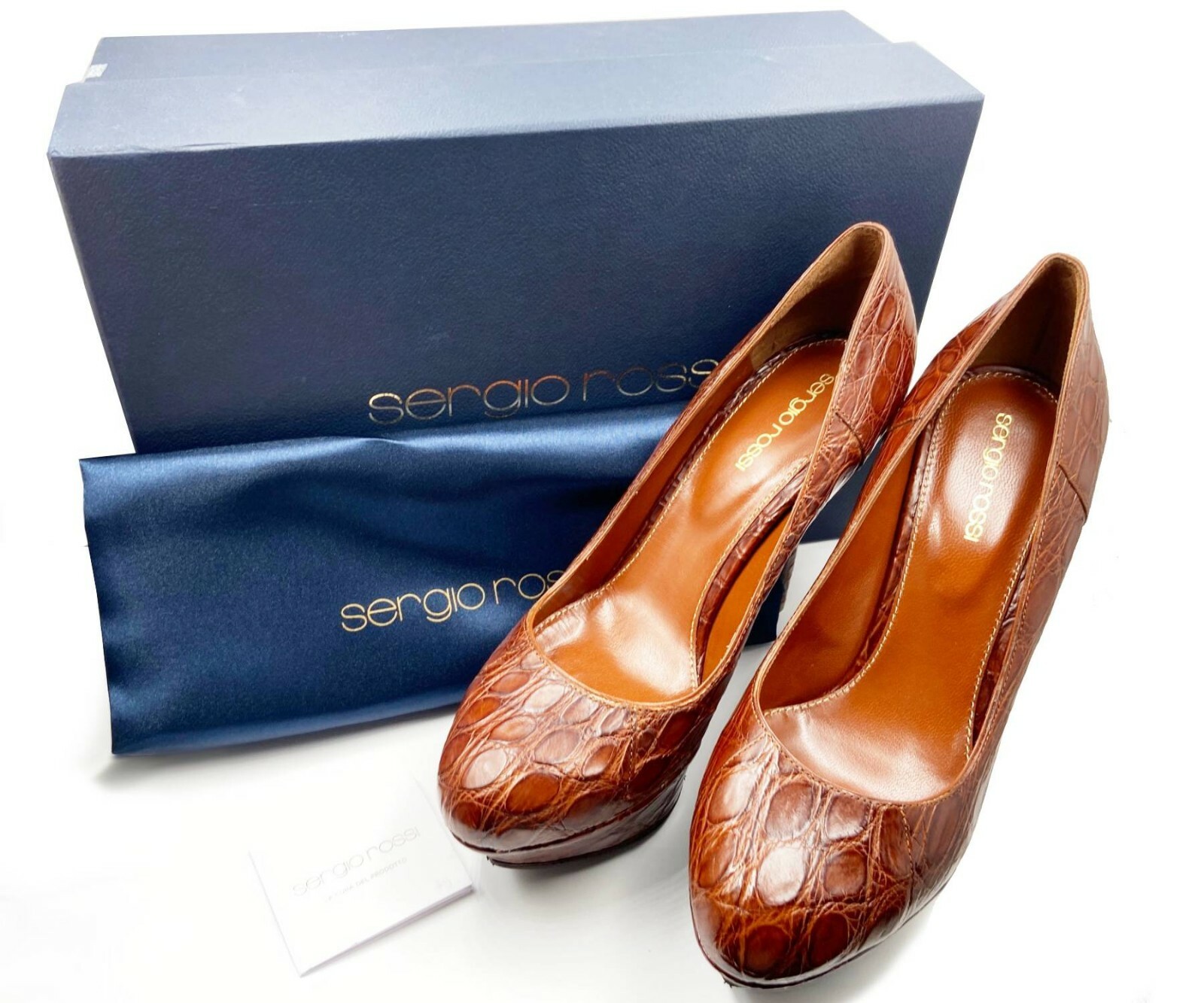 Sergio Rossi Brown Embossed Pattern Platform High… - image 2