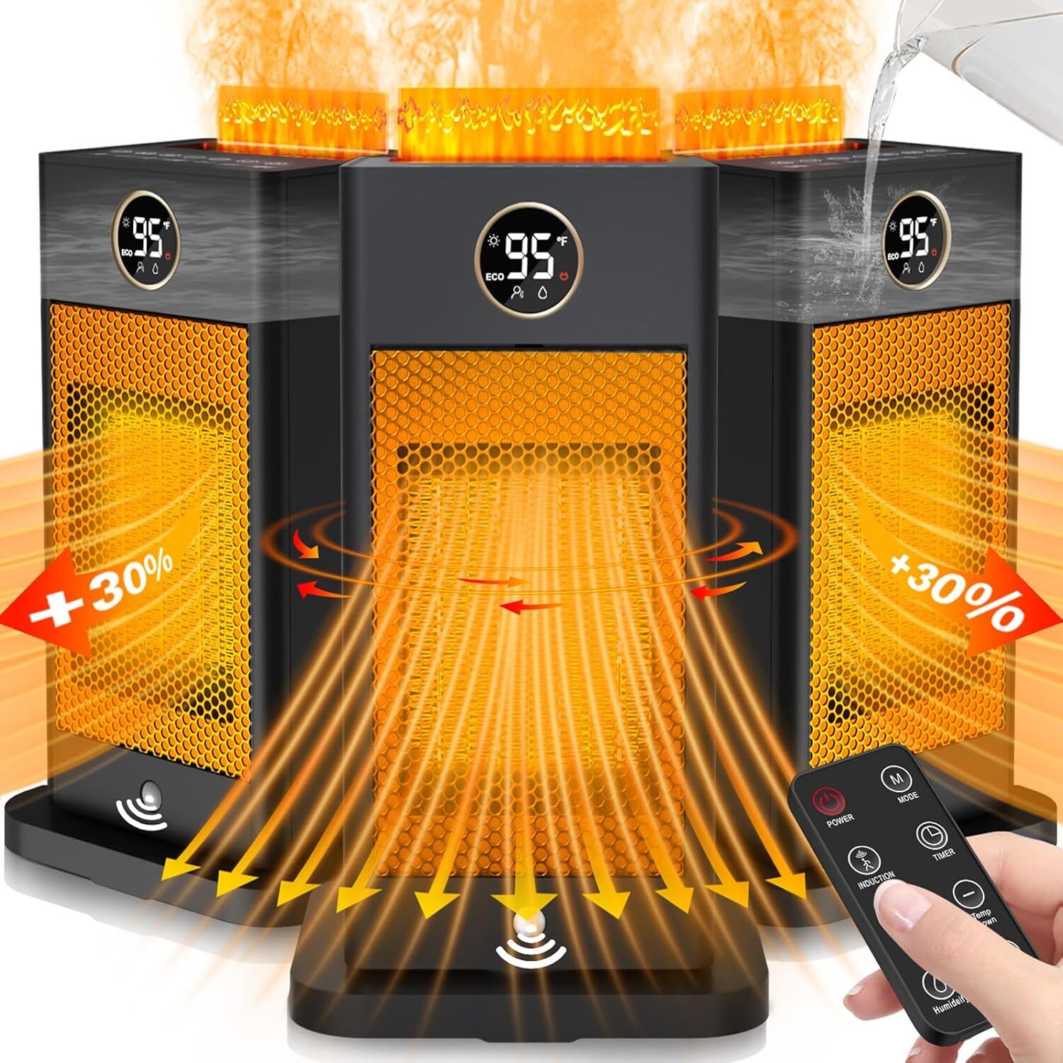Space Heater, Space Heaters for Indoor Use with Humidifier/Sensor/ECO/3D-image