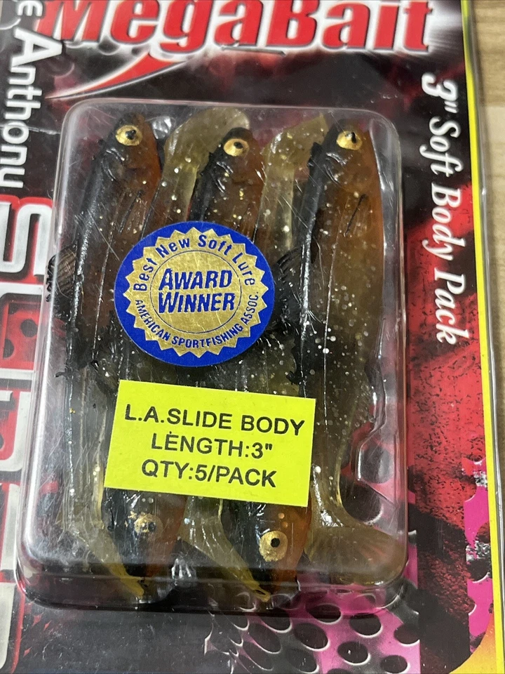 MEGABAIT LA Little Anthony Slider Swimbaits Señuelo Paquete de 4 Descatalogado De Colección 3"  Foto 2 de 4