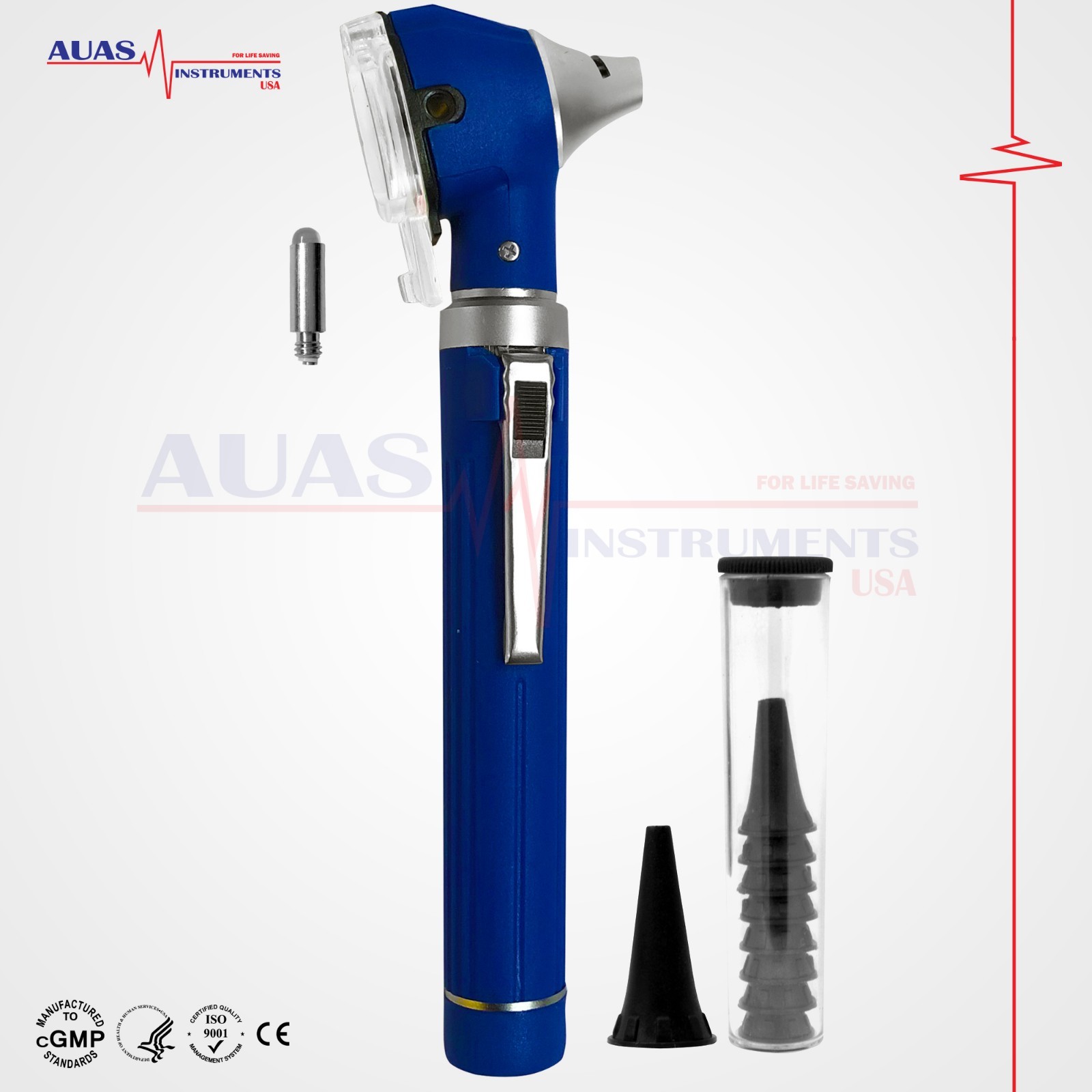 OTOSCOPE OPHTHALMOSCOPE (BLUE) MINI FIBER OPTIC EXAMINATION LED ENT