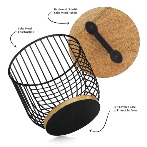 Coffee Filter Holder with Lid Wood and Metal Coffee Filter Storage Container - Picture 8 of 9