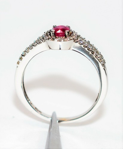 Natural Ruby & Diamond Ring 10K Solid White Gold .57tcw Ruby Engagement Ring - Picture 3 of 12