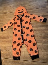 Baby Celebrate Halloween Costume Jack O Lantern 6-9 Months w Cap
